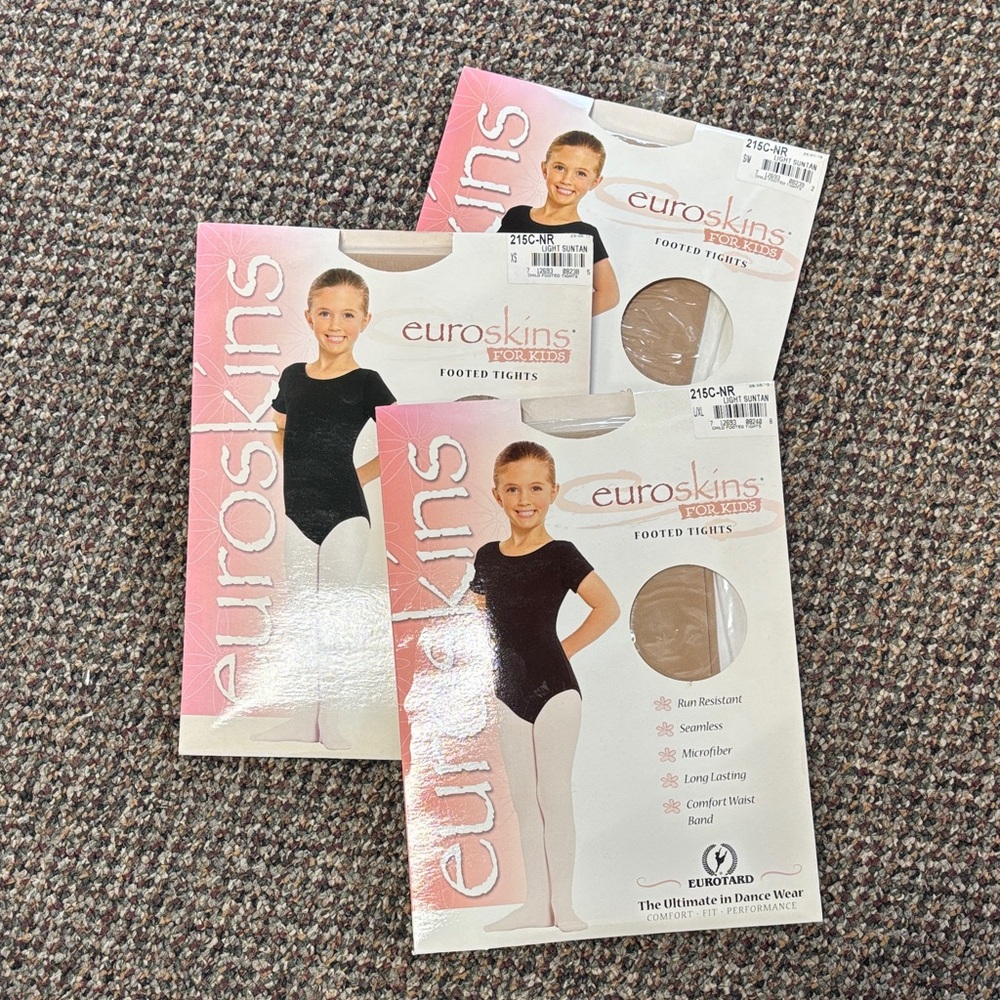 LIGHT SUNTAN Eurotard EuroSkins footed tights for kids.